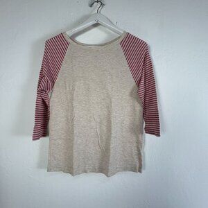 Gap Womens Gray Pink Striped 3/4 Sleeve Baseball Thermal Tee Top XS Casual